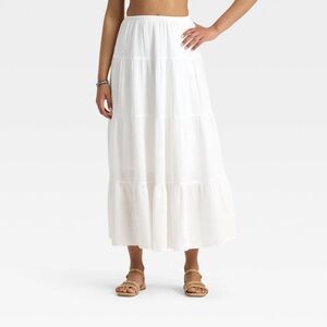 Women's Crinkle Gauze Pull-On Maxi Skirt - Universal Thread - White XS